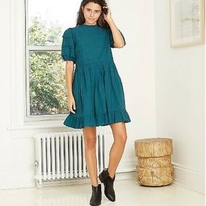 Universal thread teal short sleeve eyelet dress